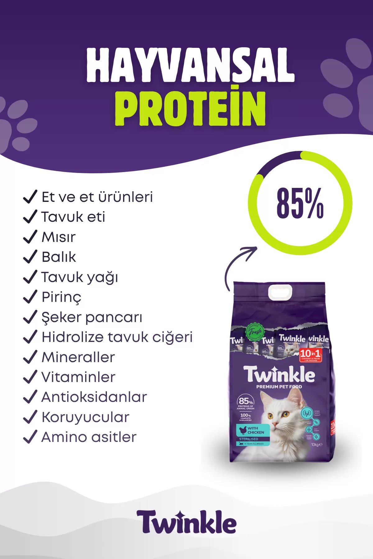 Tavuklu Kısırlaştırılmış Kedi Maması 10 Kg — ürün görseli