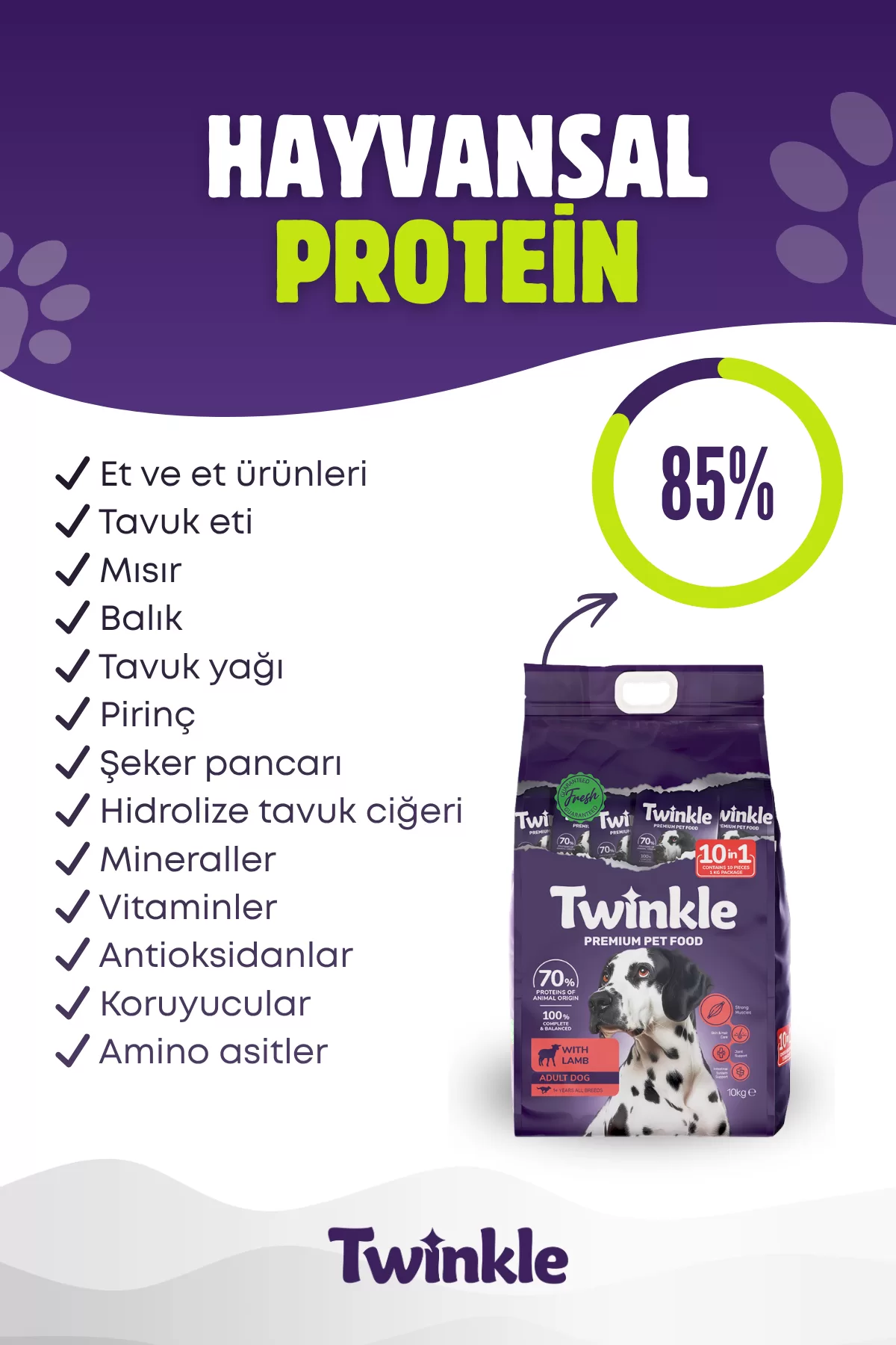 Kuzulu Yetişkin Köpek Maması 10 Kg — ürün görseli